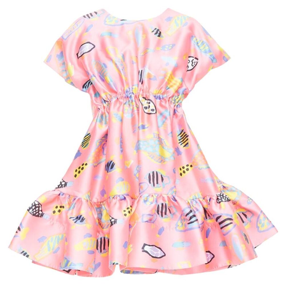 ROMANCE WAS BORN Ken Done pink multicolor illustration print babydoll dress S